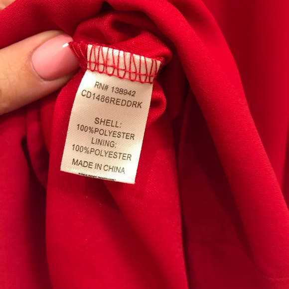 🚫SOLD🚫 EUC Red Dress w/ Eyelash Lace Accent - Picture 6 of 7